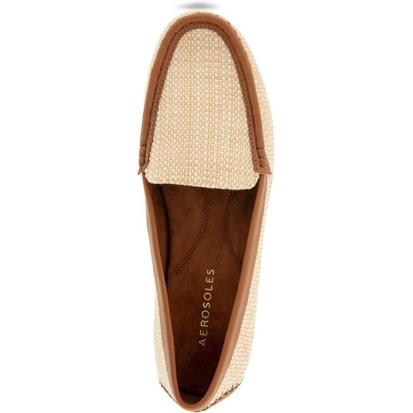 Aerosoles Womens Natural Raffia Closed Rounded Toe Over Drive Flats Loafer - Picture 5 of 7